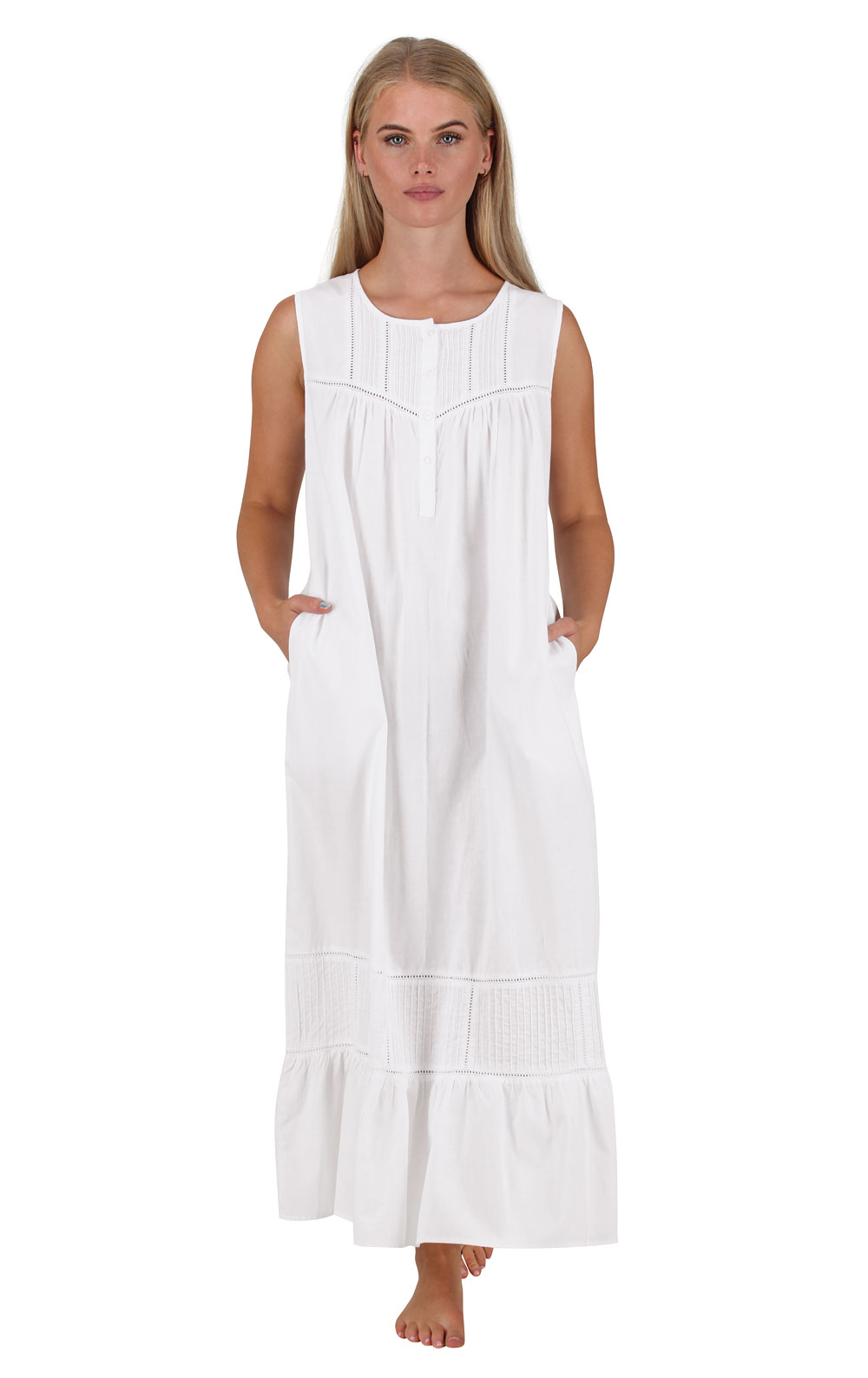 Meghan - Women's Long Sleeveless Cotton Nightgown, Blue | Bridgerton Nightgown | Victorian Era Nightgown | Cotton Nightie | LRG (12-14) | The 1 for U Meghan - Women's Long Sleeveless Cotton Nightgown, Blue | Bridgerton Nightgown | Victorian Era Nightgown | Cotton Nightie | LRG (12-14) | The 1 for U