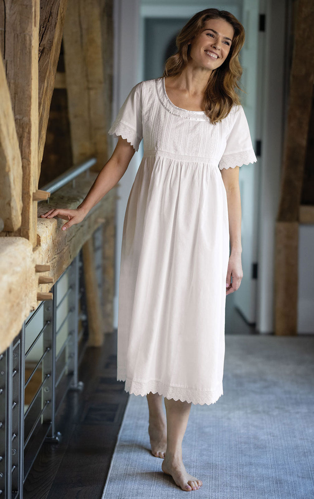 Helena - Women's Short Sleeve Cotton Nightgown