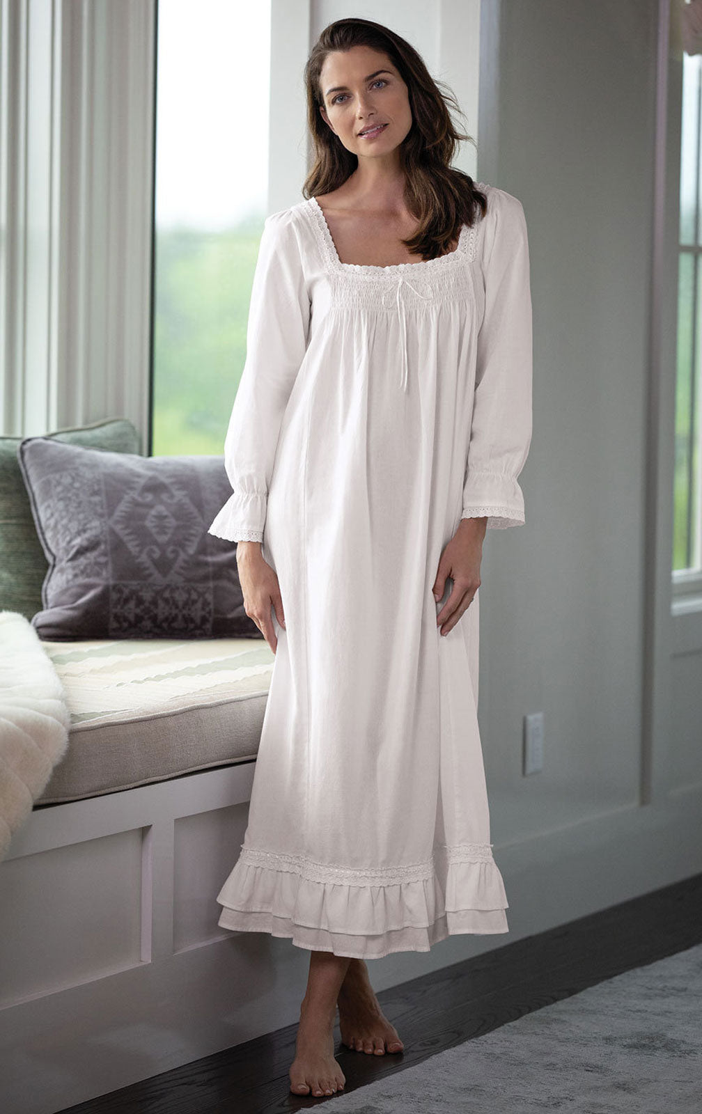 Nightwear Soft Long Sleeve Nightgowns Cotton Nightgown Long Sleeve