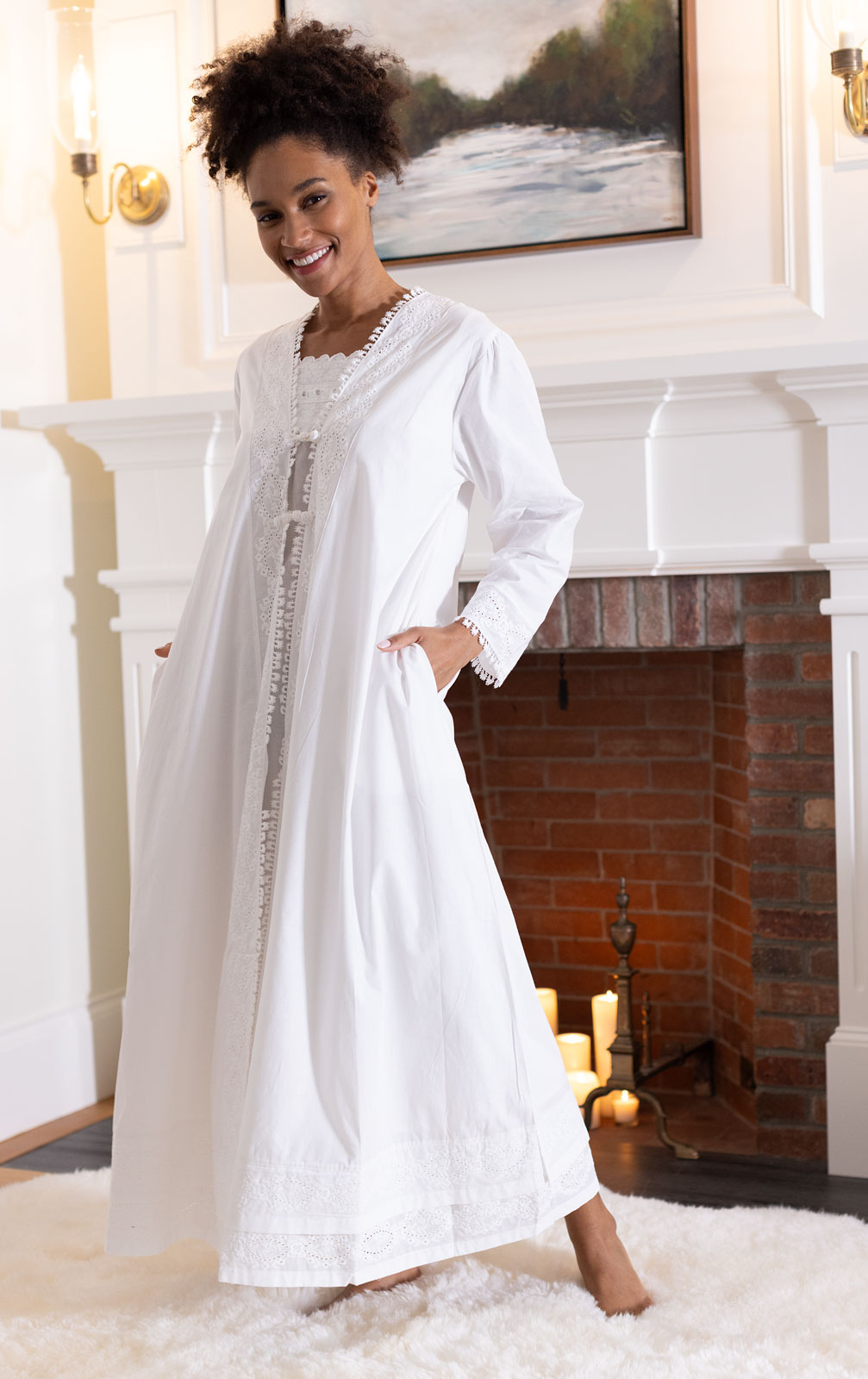 Rosalind - Women's Long Sleeve Cotton Nightgown