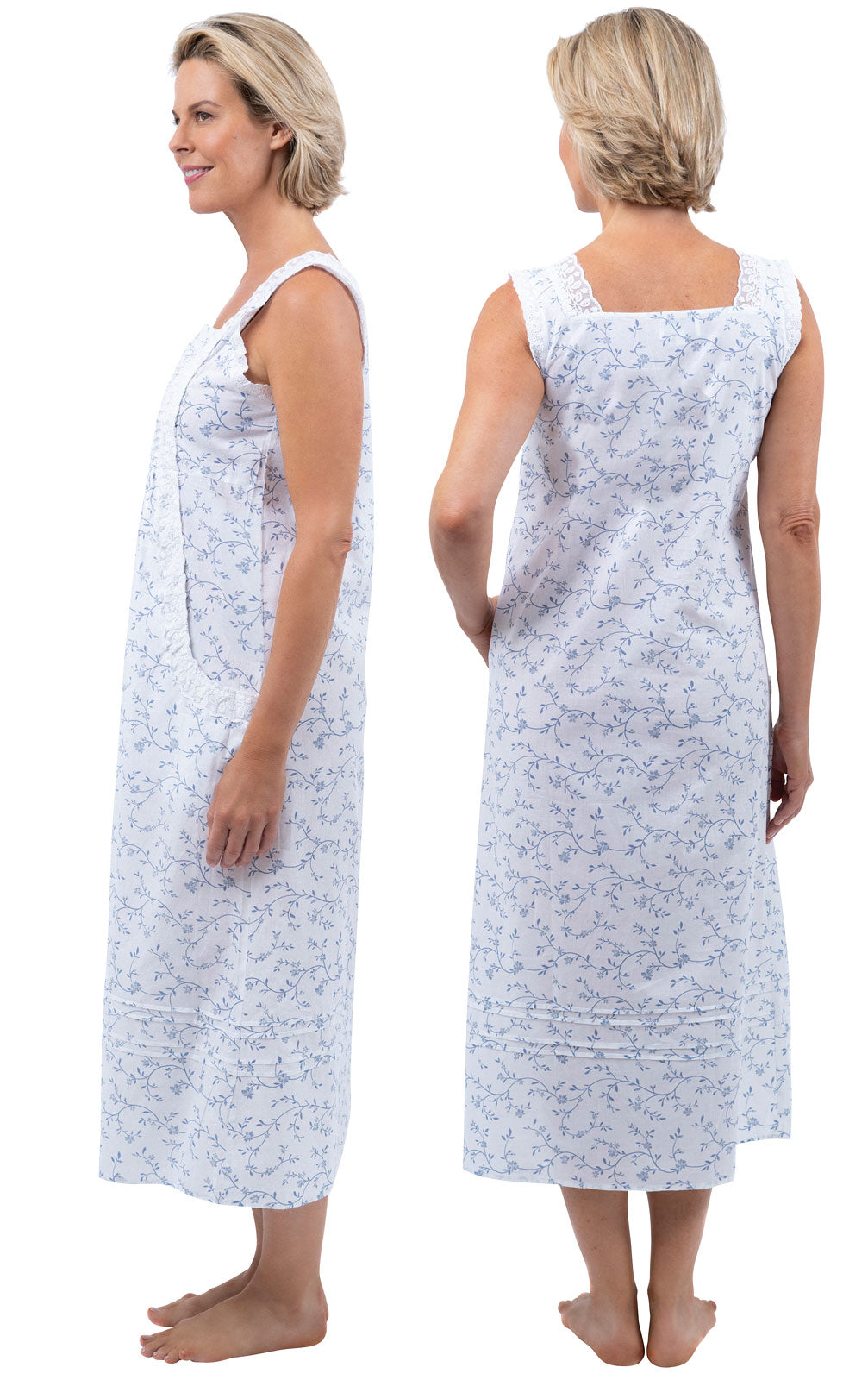 Rebecca - Sleeveless Women's Cotton Nightgown  Floral