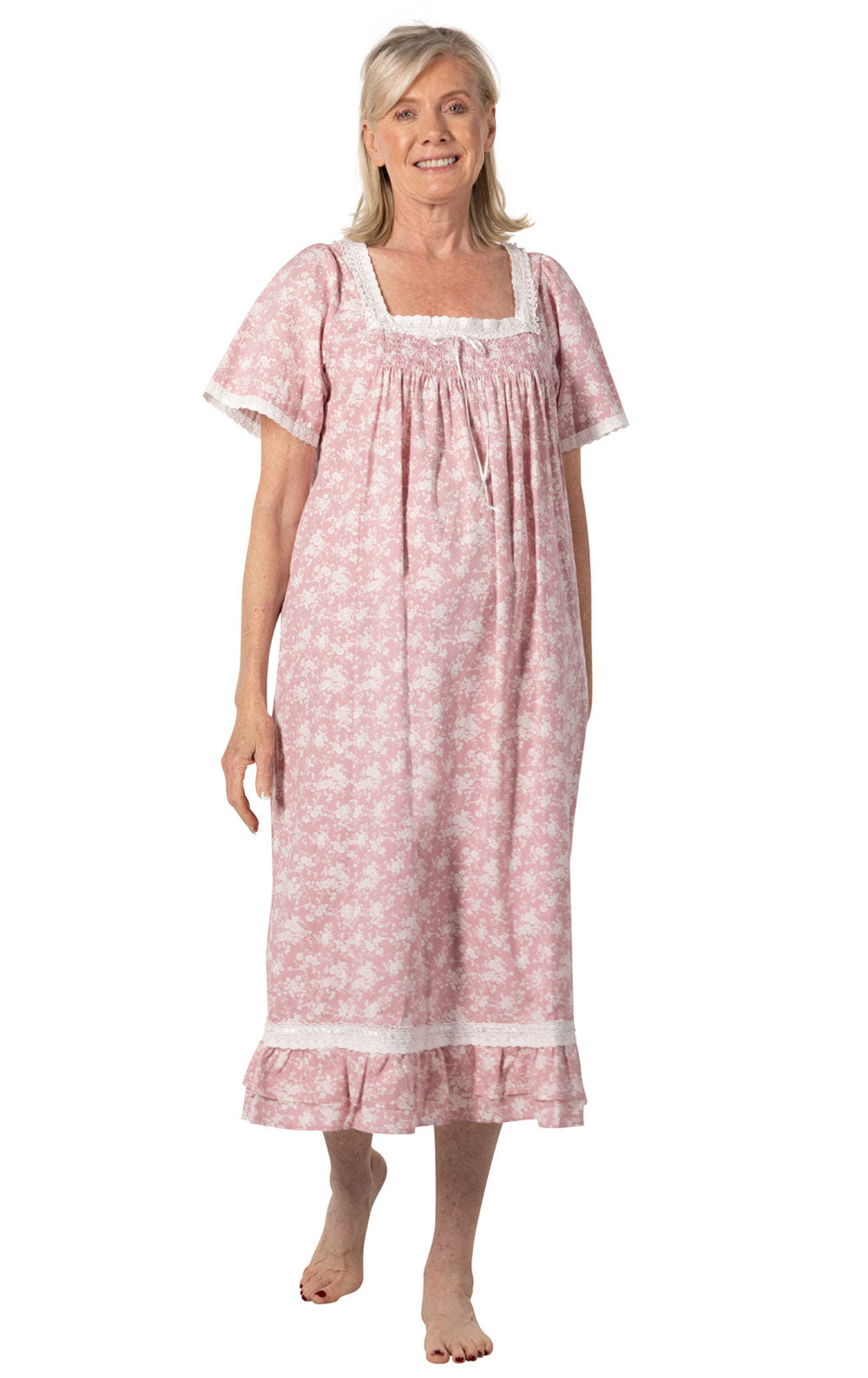 Evelyn - Short Sleeve Women's Cotton Nightgown Floral