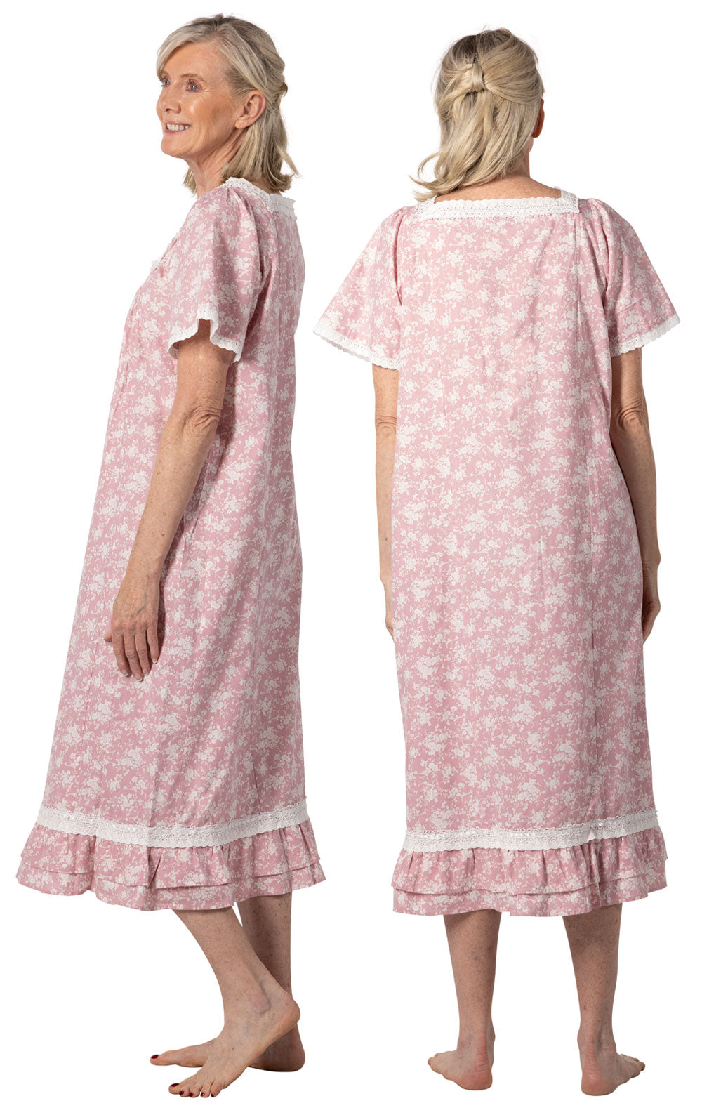 Evelyn - Short Sleeve Women's Cotton Nightgown Floral