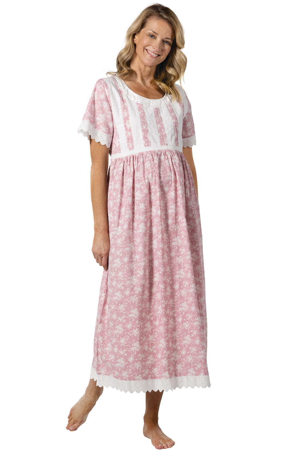 Helena - Short Sleeve Women's Cotton Nightgown  Floral