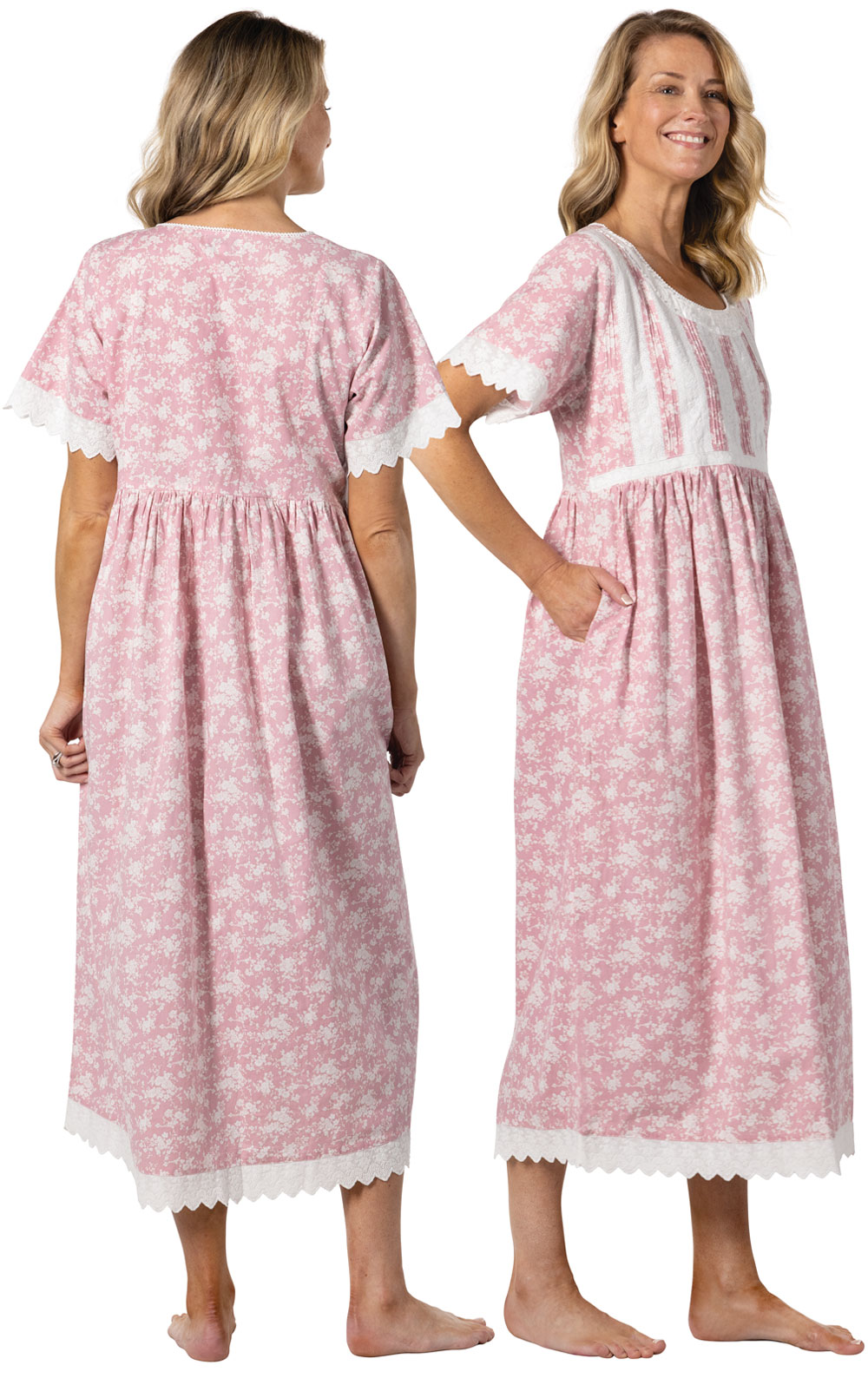 Helena - Short Sleeve Women's Cotton Nightgown  Floral