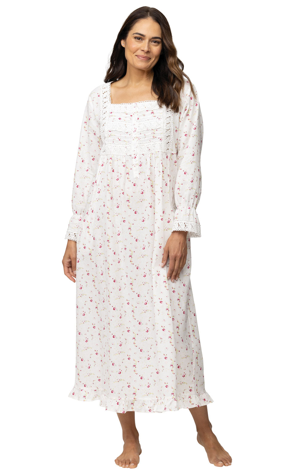 Isabella - Women's Long Sleeve Cotton Nightgown