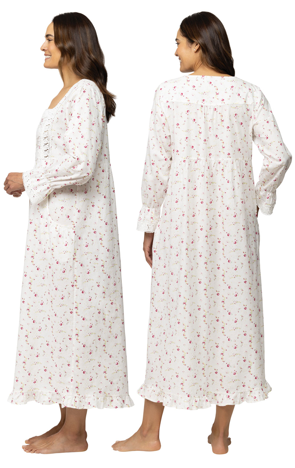 Isabella - Women's Long Sleeve Cotton Nightgown