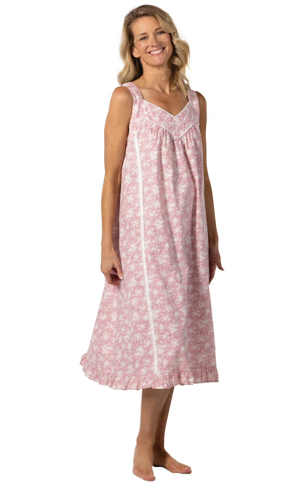 Nancy - Sleeveless Women's Cotton Nightgown  Floral