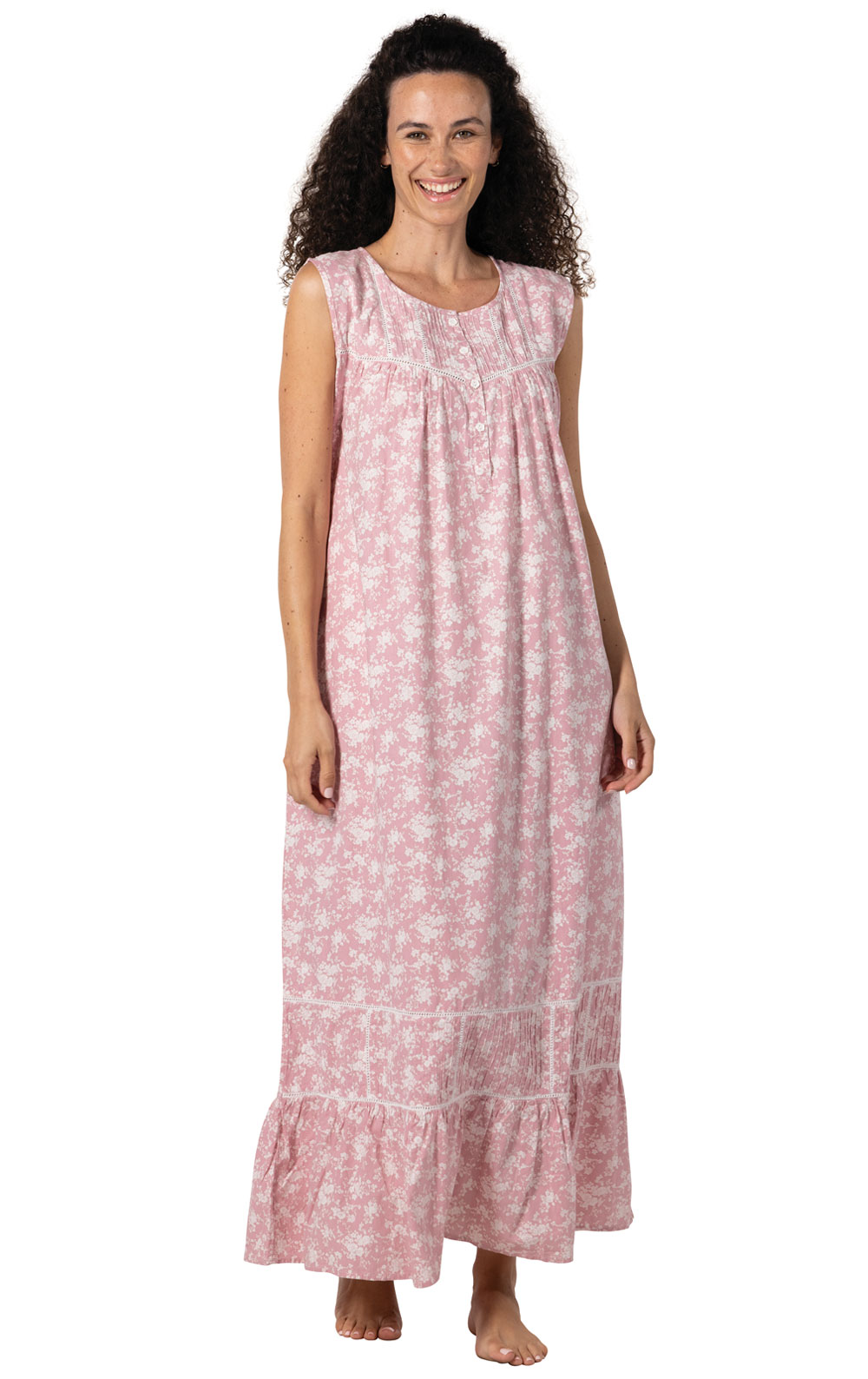 Naomi - Sleeveless Women's Cotton Nightgown  Floral