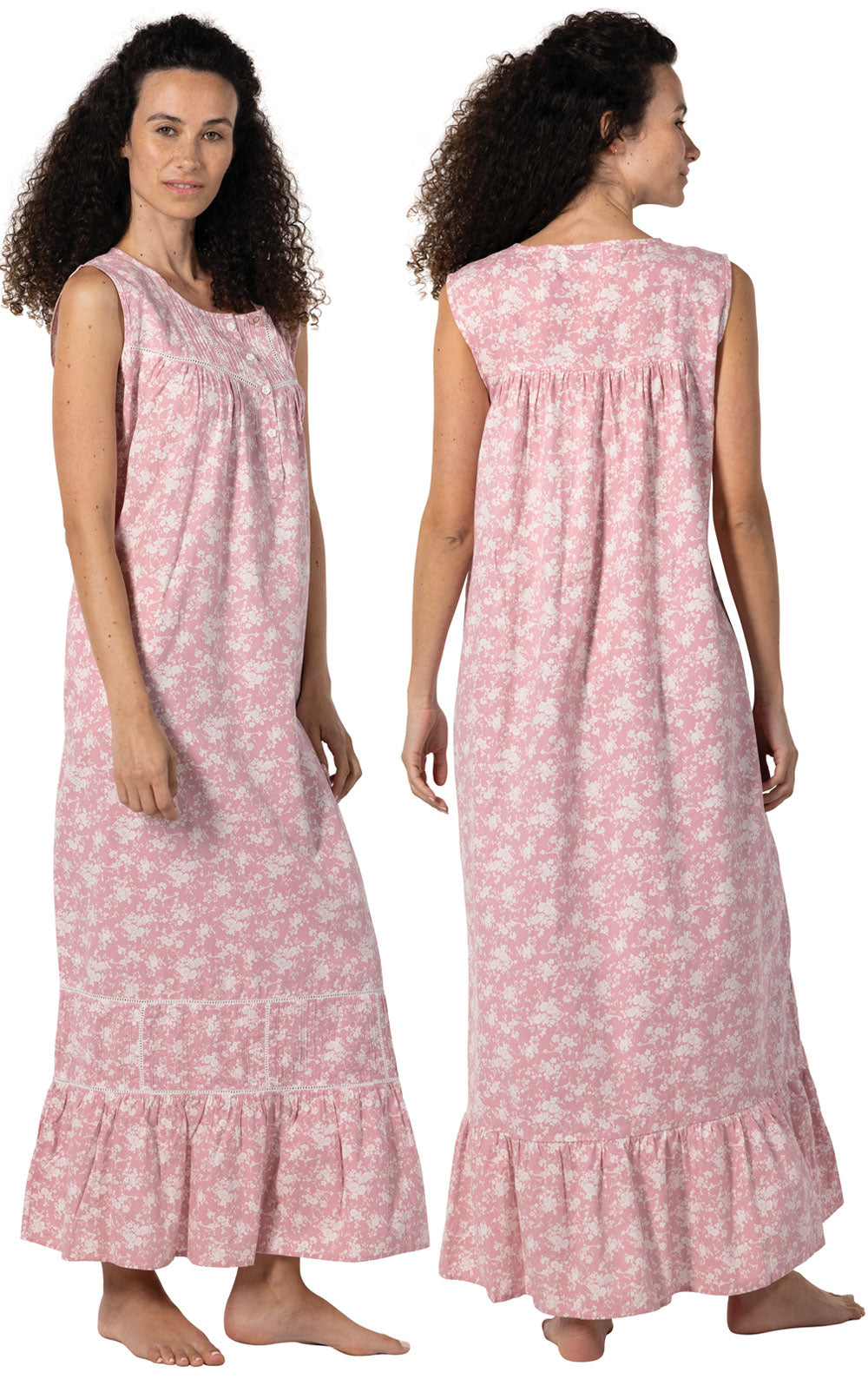 Naomi - Sleeveless Women's Cotton Nightgown  Floral