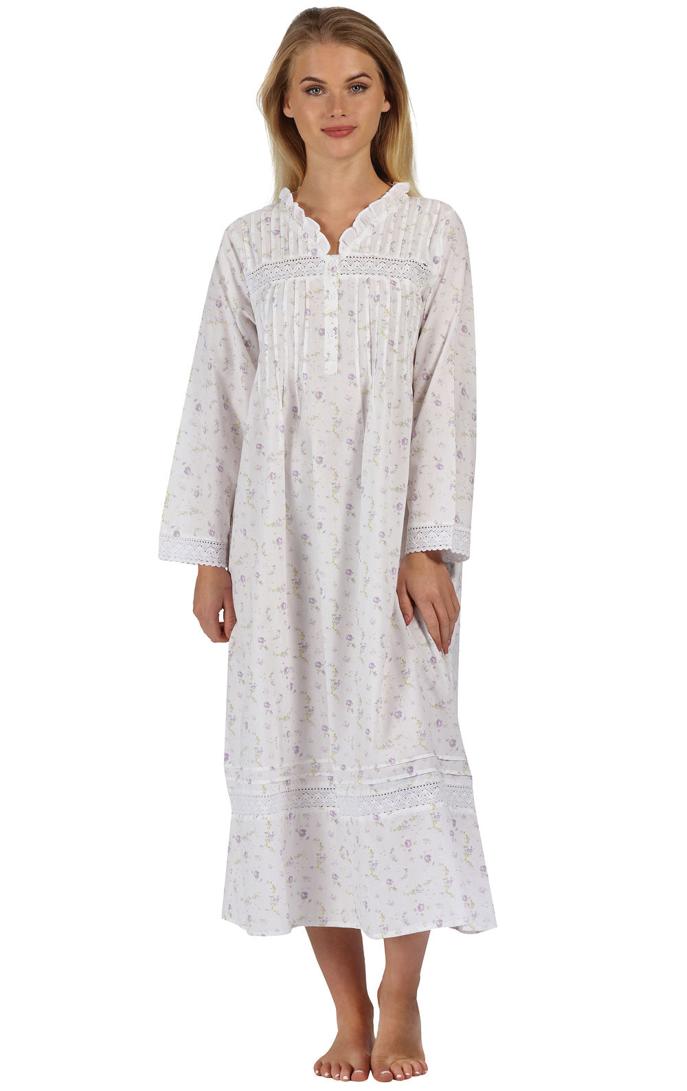 Annabelle - Women's Long Sleeve Cotton Nightgown