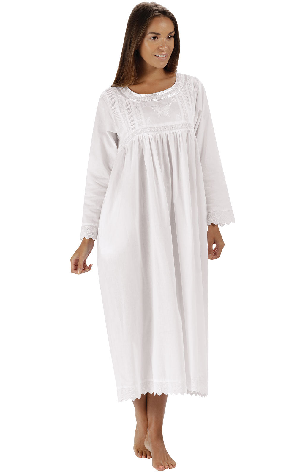 Beth - Women's Long Sleeve Cotton Nightgown