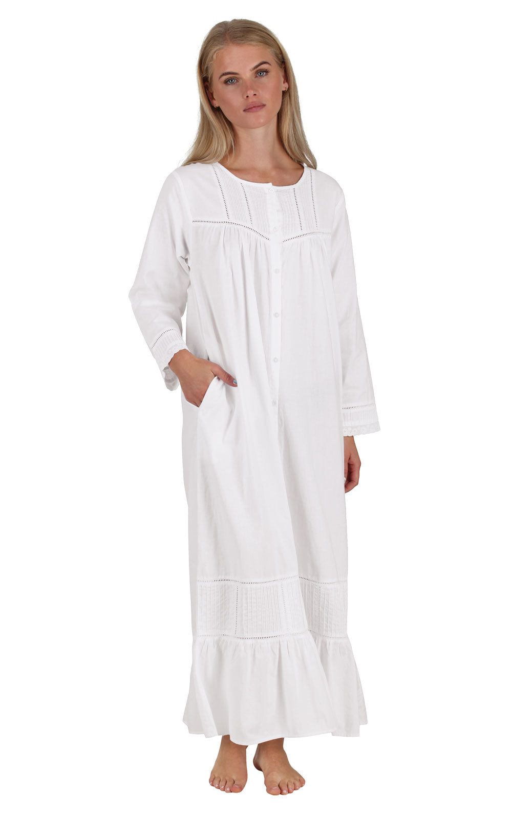 Charlotte - Women's Long Sleeve Cotton Nightgown