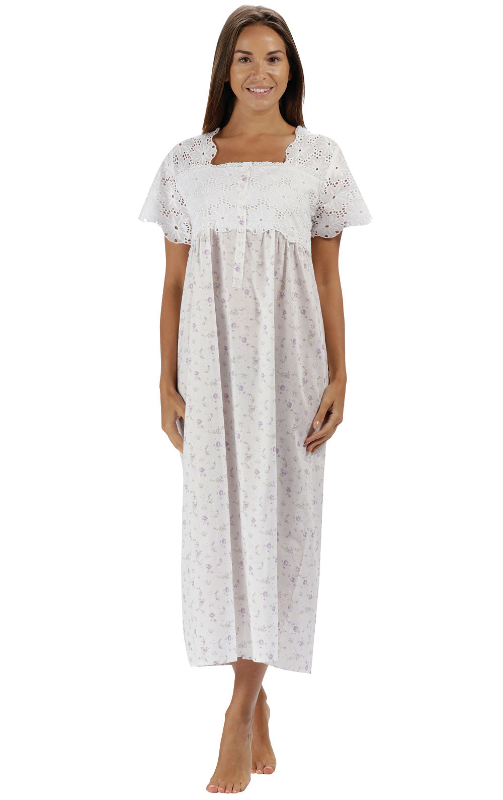 Elizabeth - Women's Short Sleeve Cotton Nightgown