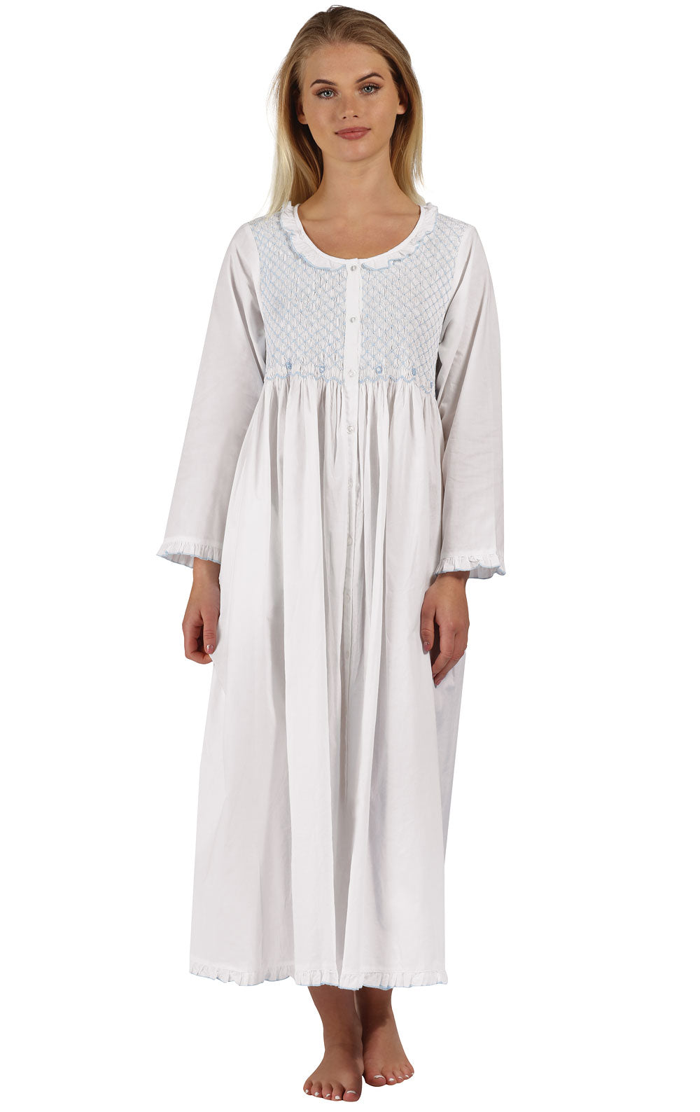 Elsa -  Women's Long Sleeve Cotton Nightgown