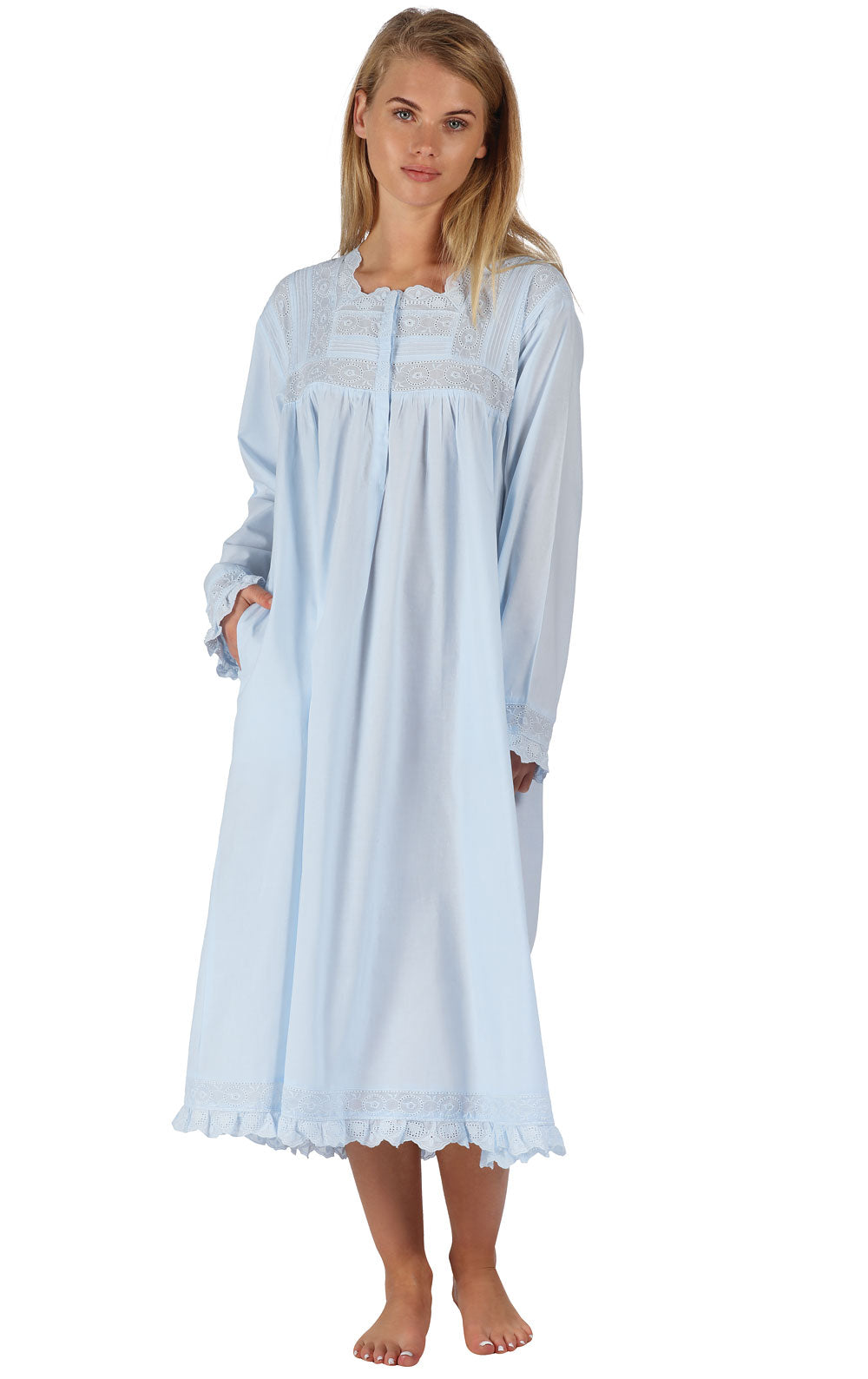 Henrietta - Women's Long Sleeve Cotton Nightgown