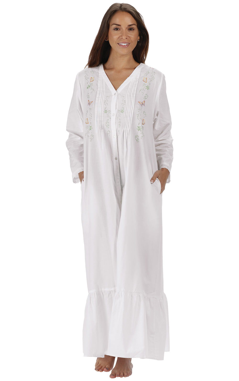 Kate - Long Sleeve Women's Cotton Nightgown