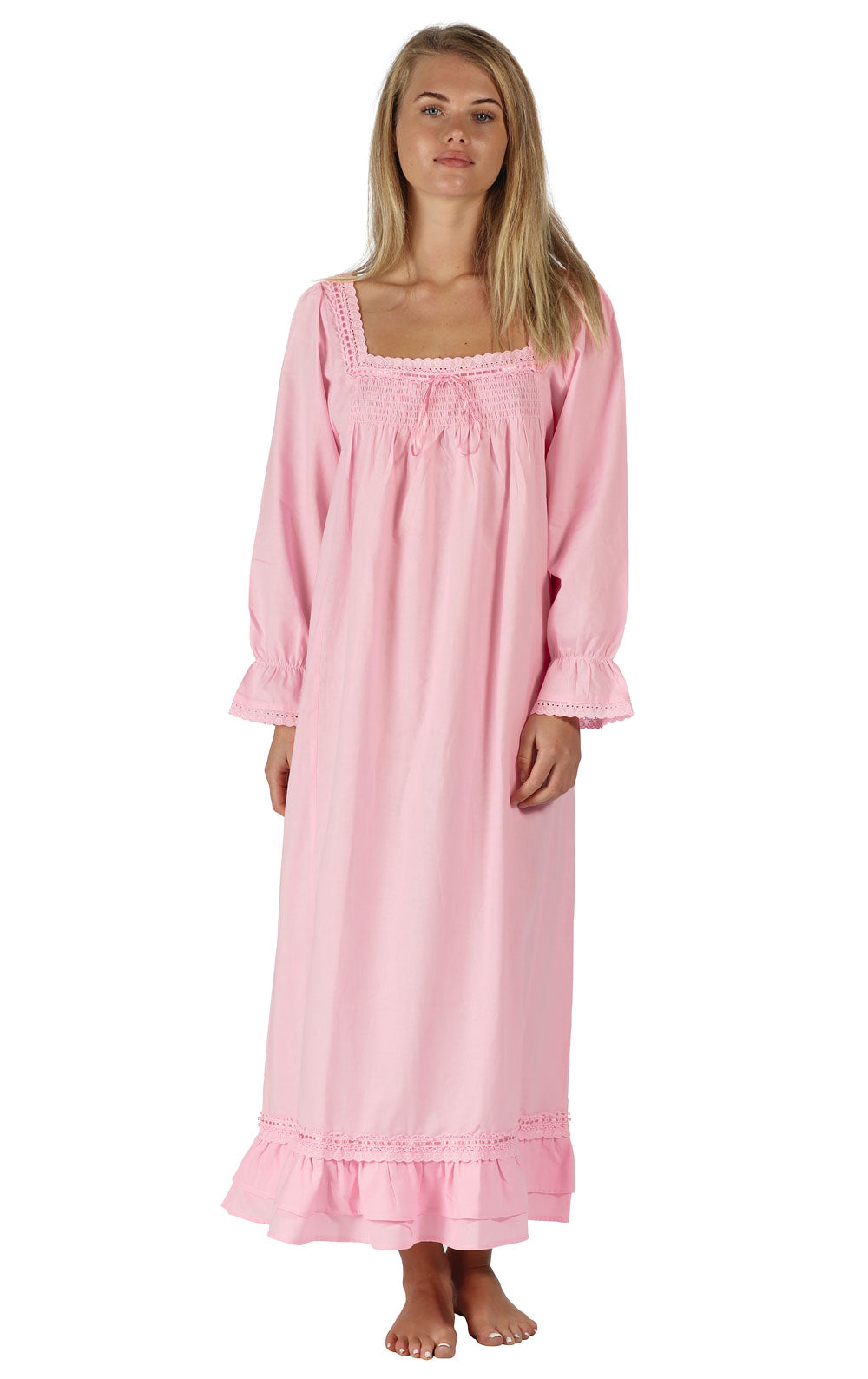 Martha - Long Sleeve Women's Cotton Nightgown Floral