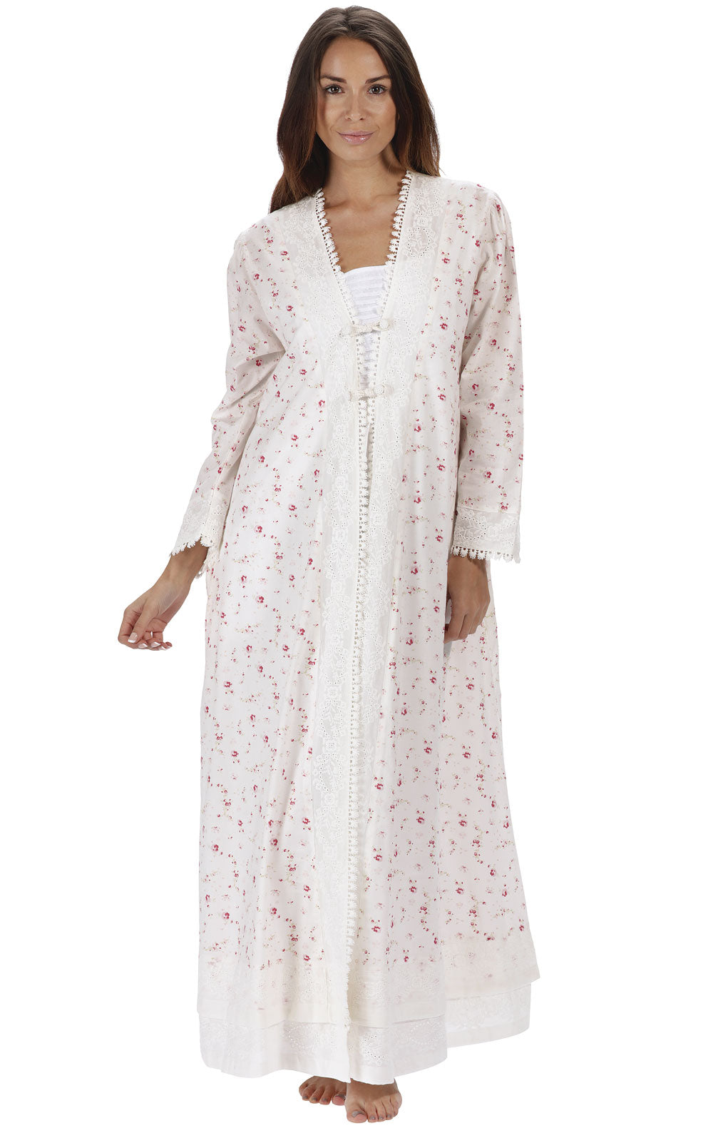 Lara - Women's Short Sleeve Cotton Nightgown, Pink | Long Sleeveless Nightgown | Victorian Era Nightgown | XL (16-18) Lara - Women's Short Sleeve Cotton Nightgown, Pink | Long Sleeveless Nightgown | Victorian Era Nightgown | XL (16-18)