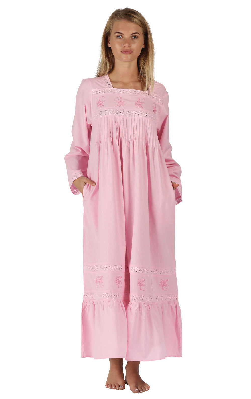 Violet - Long Sleeve Women's Cotton Nightgown